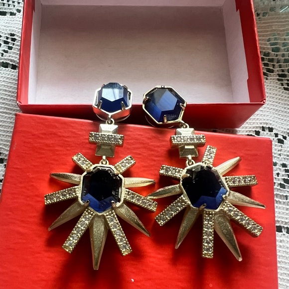 Kendra Scott: ::Blue and Gold Allie Earrings - Picture 4 of 6